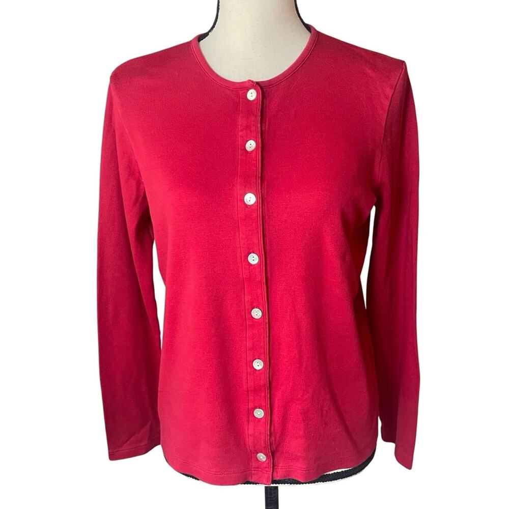 L.L. Bean Women's Pima Cotton Tee Long-Sleeve Crewneck Cardigan Size M